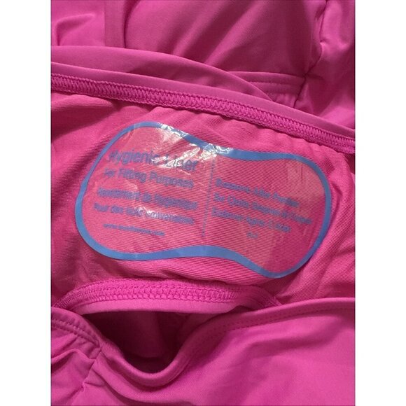 DKNY Size XXL Pink Ruffle Plunge Underwire Tummy-Control One-Piece Swimsuit New - Picture 6 of 6